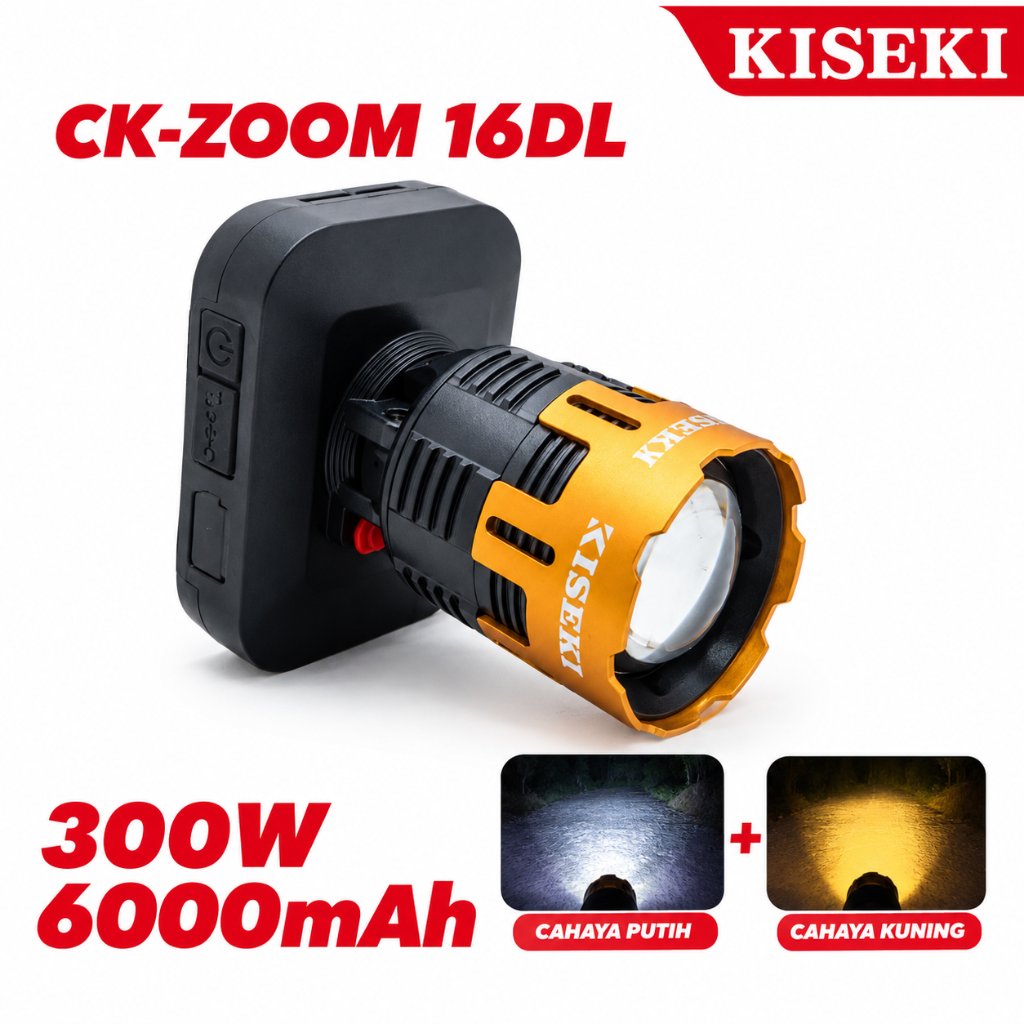 Kiseki Senter Kepala CK-ZOOM16DL – Lampu Senter LED 300W 6000mAh