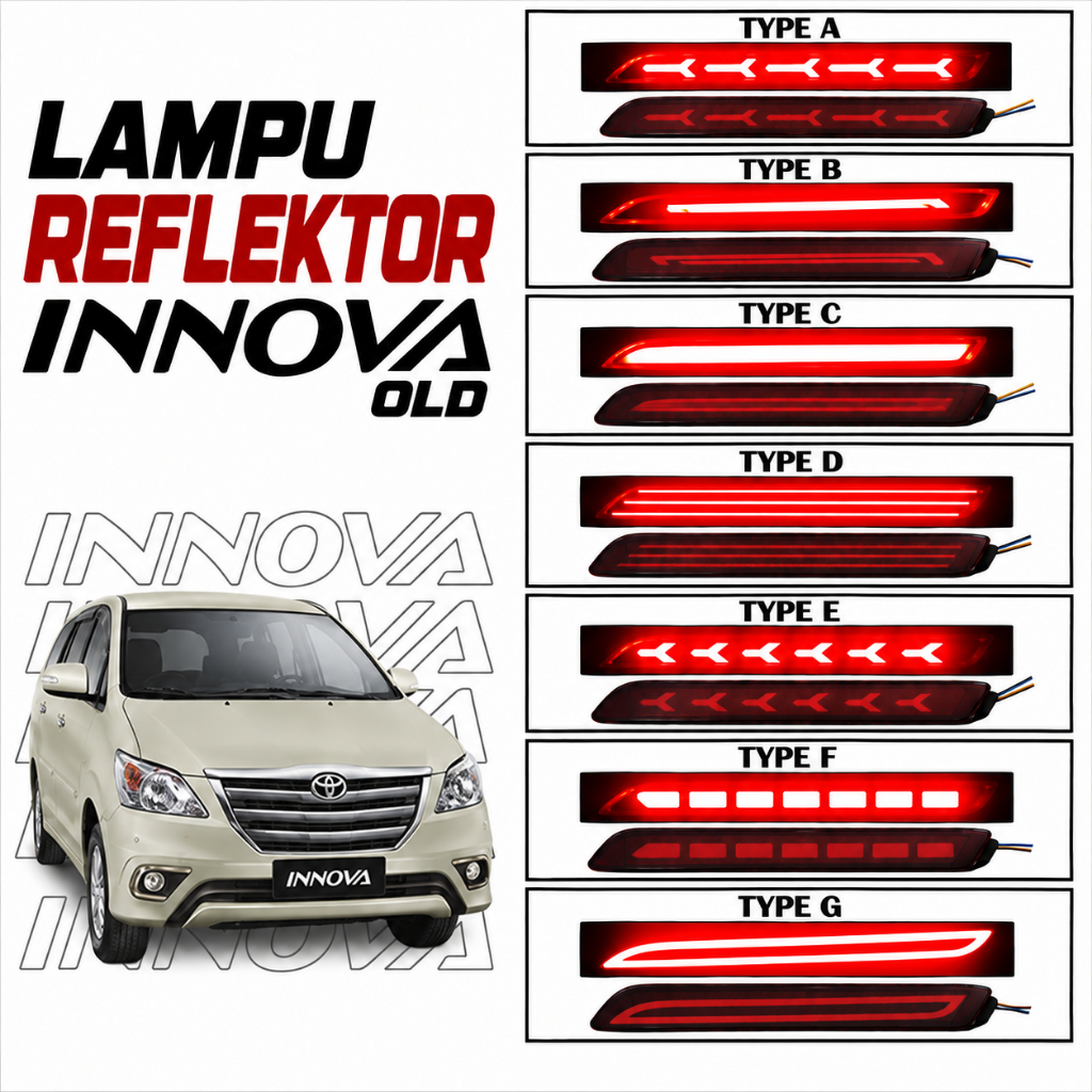 Lampu Reflektor Belakang Innova Lama Old 2004-2015 | Lampu Variasi LED Innova Old | Aksesoris Mobil