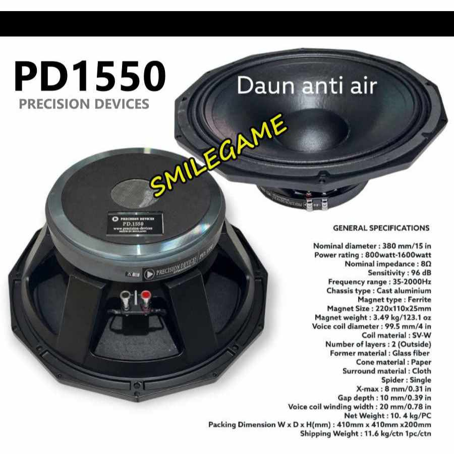 Component PD1550 Speaker Komponen pd 1550 15inch Coil 4''