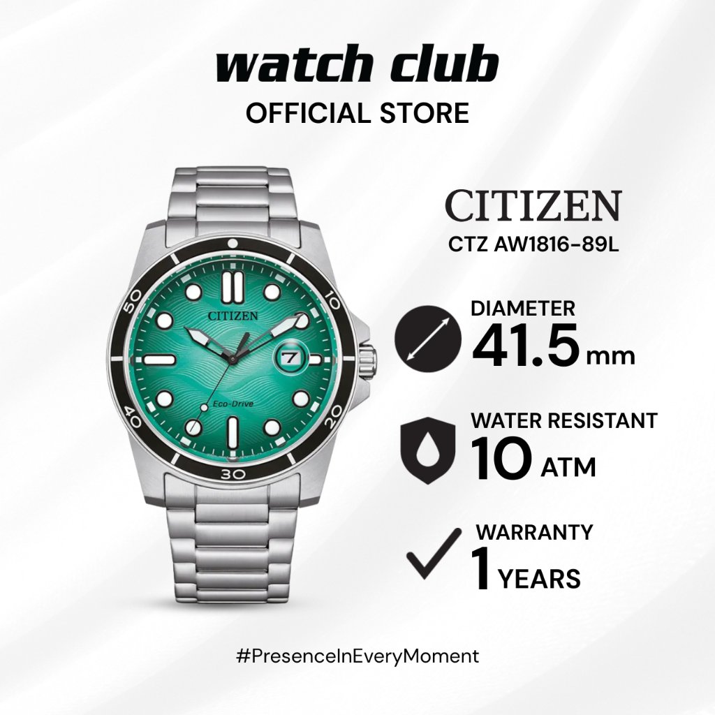 Citizen - Jam Tangan Pria Tali Stainless Steel Citizen Eco Drive CTZ-AW1816-89L