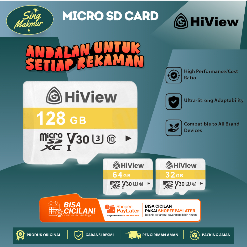 HiView Micro SD Card V30 Class 10 Memory Card Original - Garansi Resmi