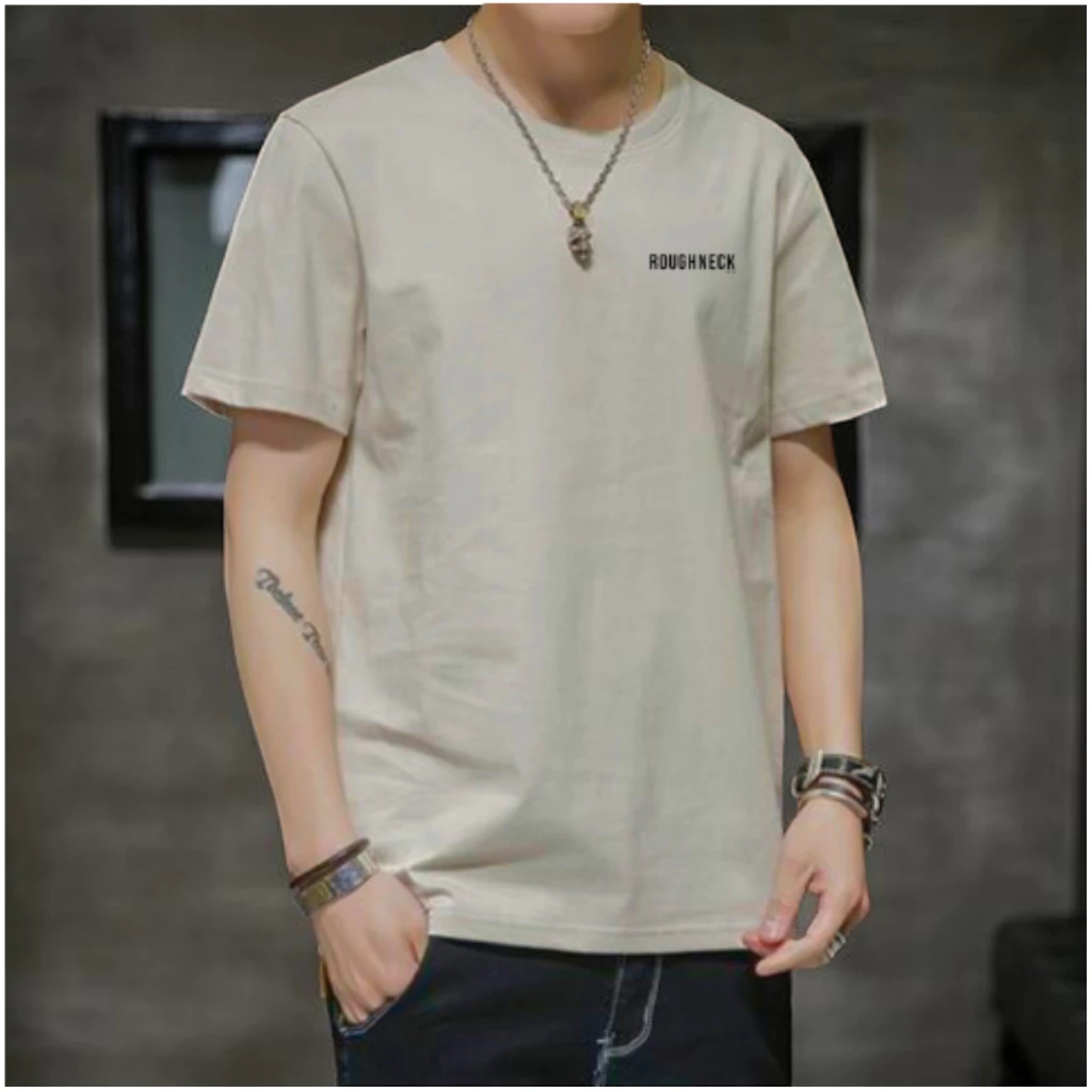 Kaos Roughneck1991 Logo Kecil Beige / Tshirt Roughneck Little Logo / Baju Kaos Sablon Roughneck
