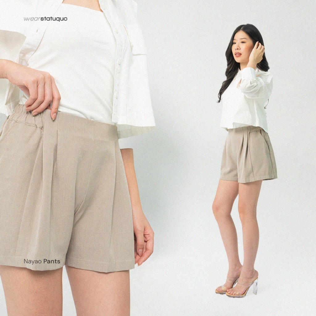 Wearstatuquo Nayao Pleated Short Pants - Taupe
