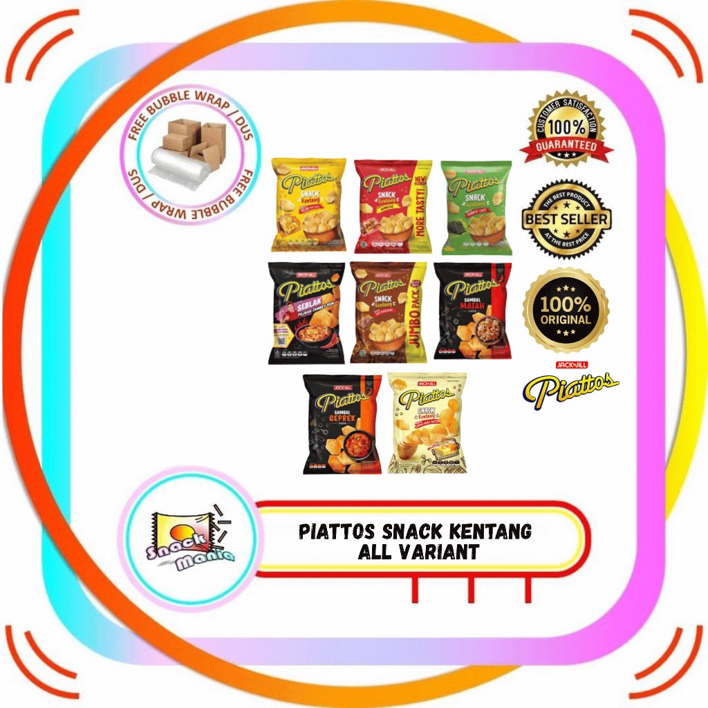 Piattos Piatos Snack Kentang Potato Pack 68 gr 115 gr Rasa BBQ Keju Pedas Korea Seblak Rumput Laut