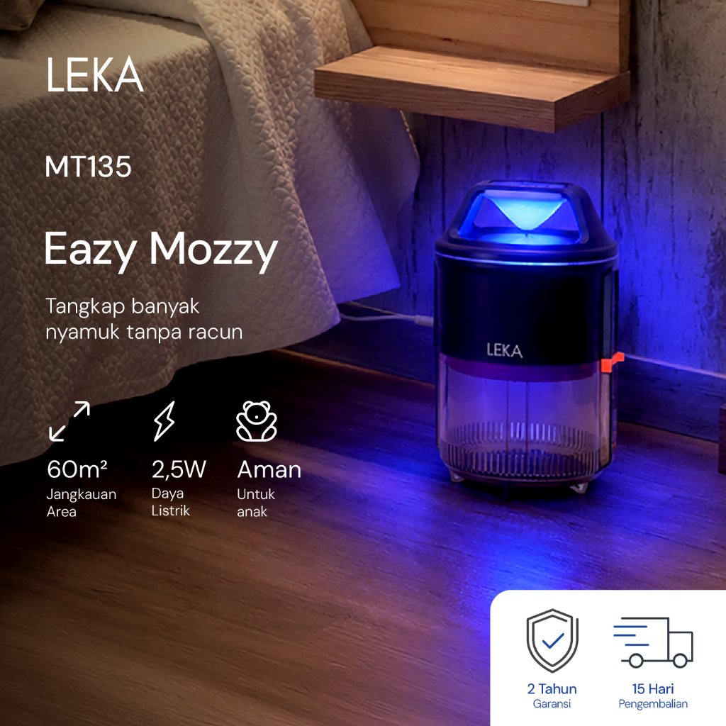 Leka MT135 Eazy Mozzy Perangkap Nyamuk Elektronik 60m² Tanpa Bahan Kimia