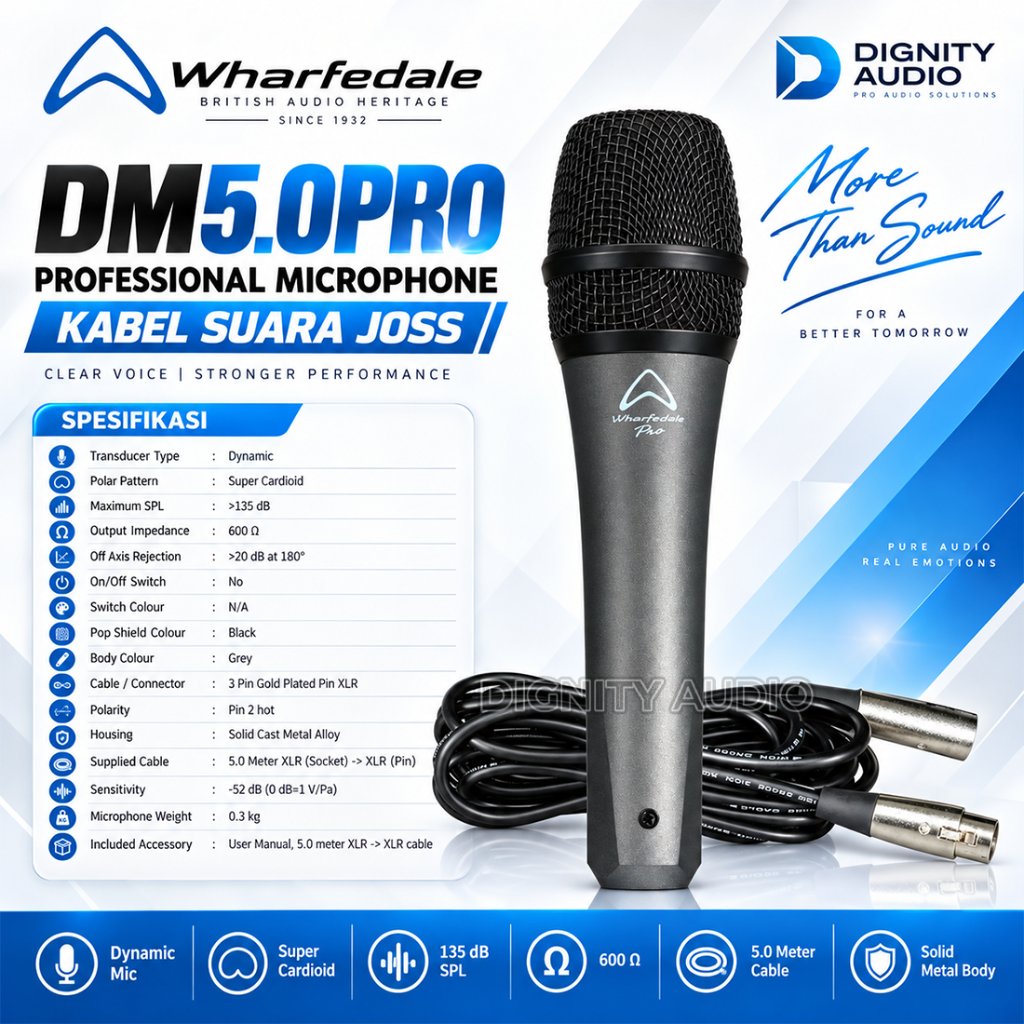 WHARFEDALE DM5.0PRO | DM 5.0 PRO | DM 50 PRO Microphone Kabel Original