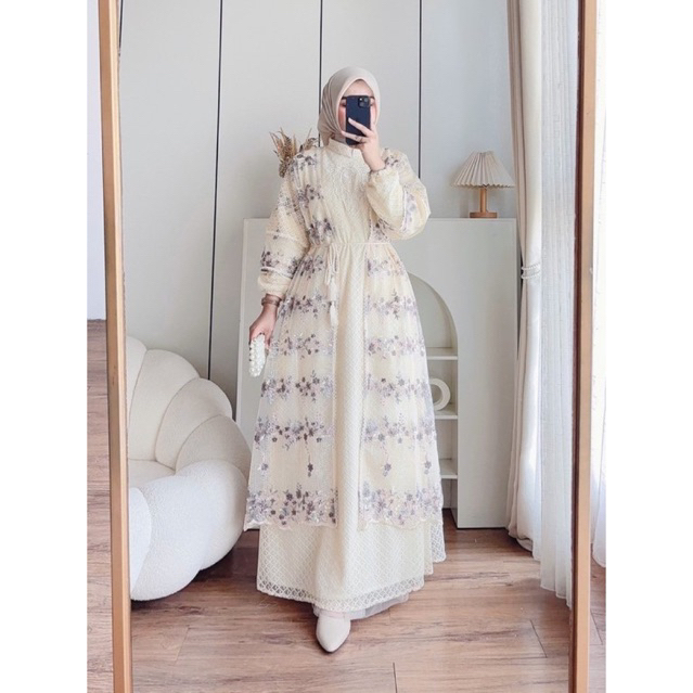 CANDY LADY Marcela Queen Maxi / Gamis Brukat Wanita Terbaru Dress Kondangan Bestseller