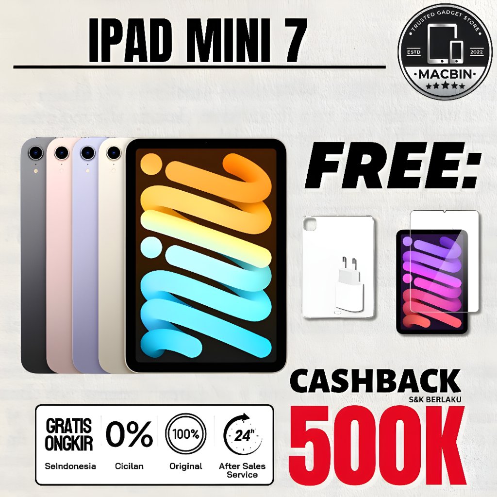 iPad Mini 7 8.3 inch 2024 512GB 256GB 128GB Wifi Only & Cellular Second Fullset Original