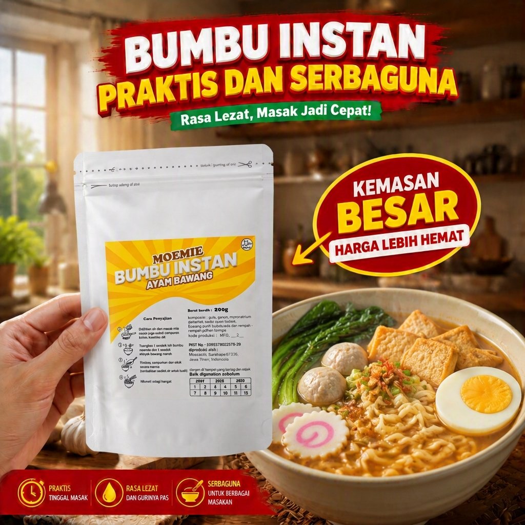 MOEMIE BUMBU INSTAN MIE KUAH AYAM BAWANG, BIHUN KUAH, KWETIAU KUAH 200G