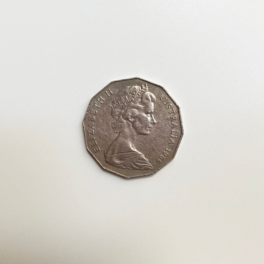 Original Koin 50 Cent Australia Elizabeth II 1969