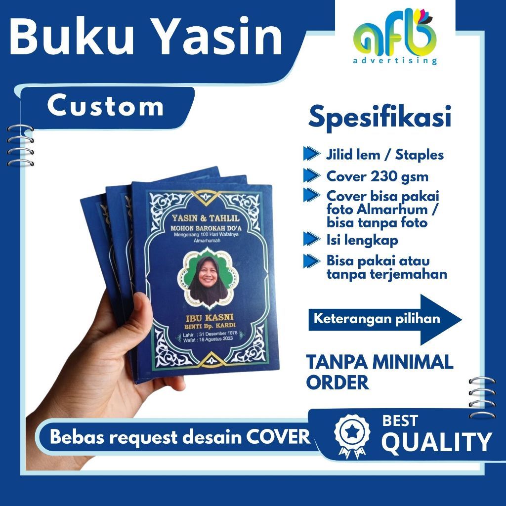 Buku Yasin Tahlil Terjemahan / Non Terjemahan | Cetak buku yasin custom | buku yasin soft cover | bu