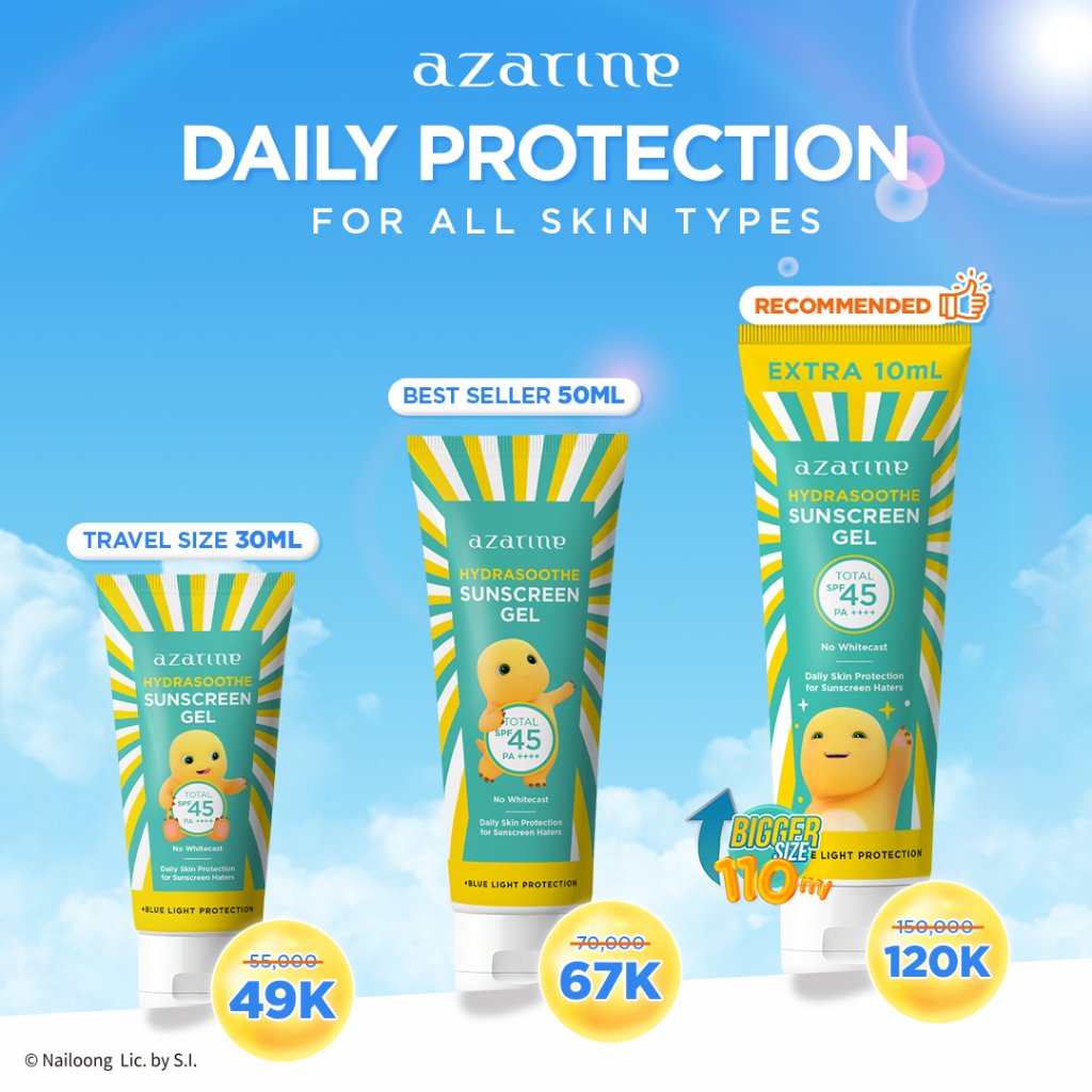 [VIP CREATOR] Azarine Hydrasoothe Sunscreen Gel NAILOONG EDITION SPF45 PA++++ [30ml/50ml/110ml] [LOL