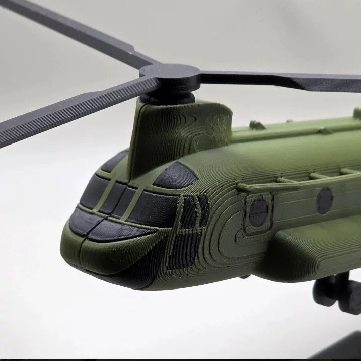 Cuero CH-47 Chinook Helicopter Kit 3D Print Miniatur Helikopter Militer Model Kit Rakit Koleksi