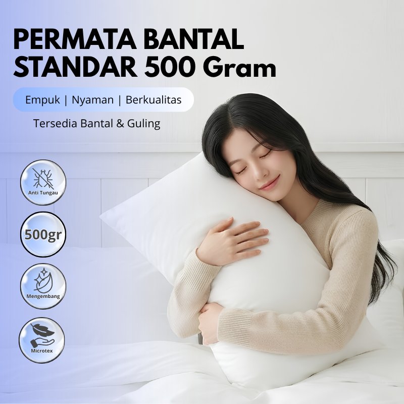 PERMATA BANTAL Popular Pillow | Ukuran STANDARD 60x45 Ekonomis Berat Isi 500Gram
