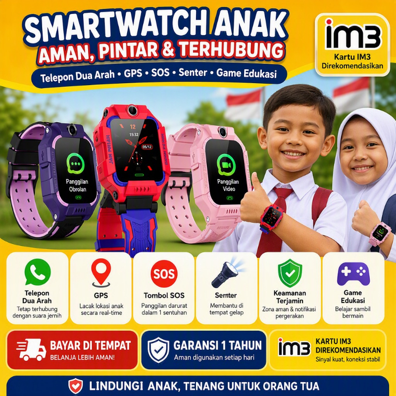 Q19 kids Smartwatch Jam anak telepon anak Gps Digital Smartwatch anak Waterproof IP67 Anti Air VC Bi
