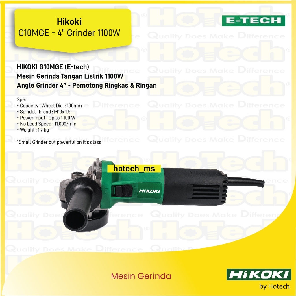 HiKOKI G10 MGE 4” Grinder, 1100W - Mesin Gerinda Hikoki