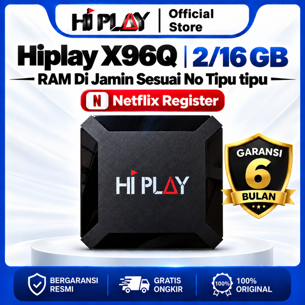 HIPLAY - X96Q Android TV Box Netflix Register | RAM Asli Sesuai | Allwinner H313