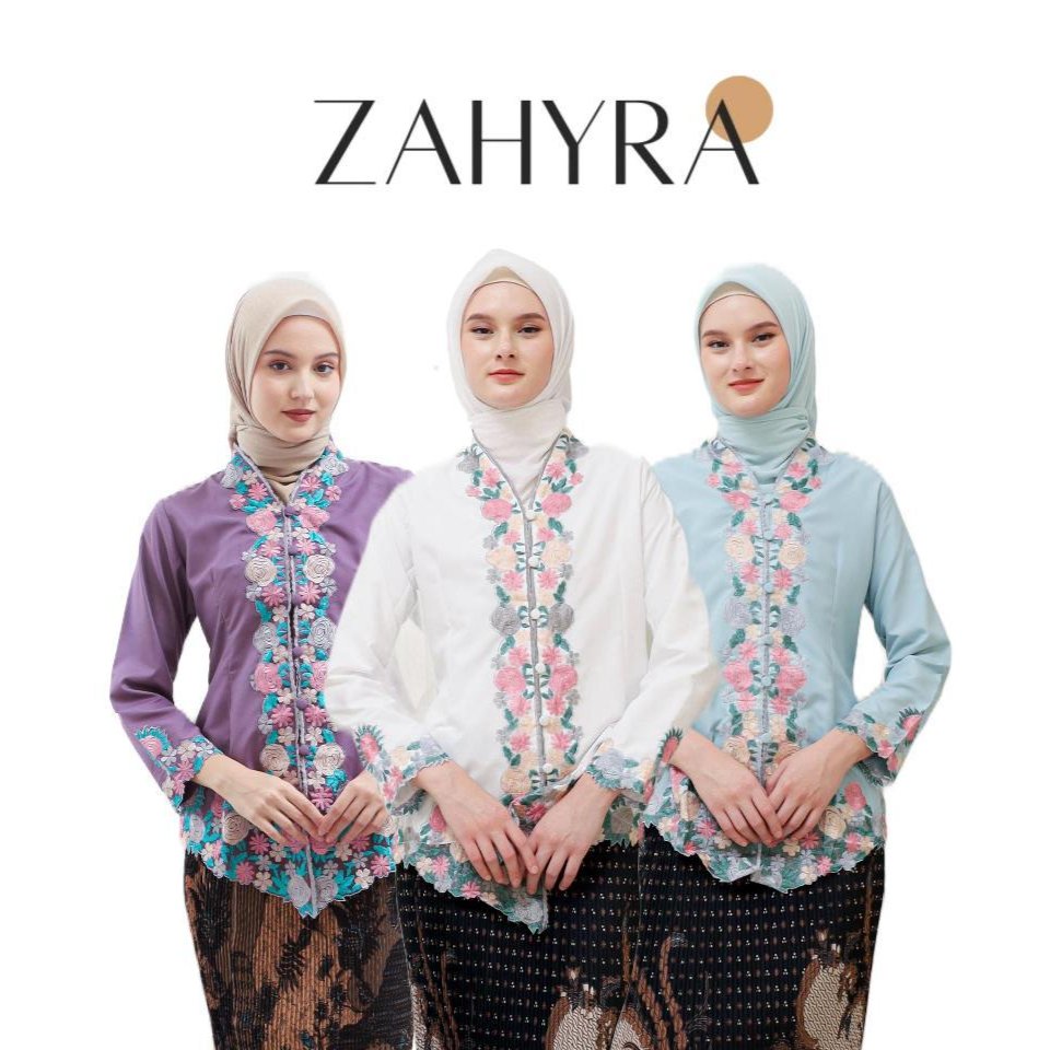 Kebaya Encim Motif Bunga Mawar Lengan Panjang