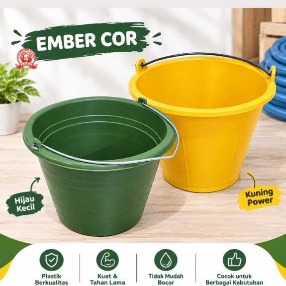 Ember Cor Plastik Ember Cor Kuat Tahan Lama Hijau & Kuning