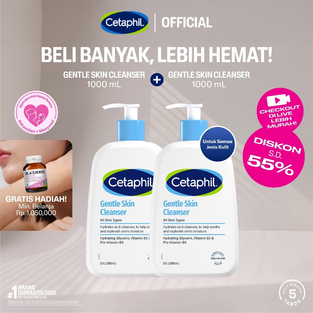 Cetaphil Gentle Skin Cleanser 1000ml Twin Pack