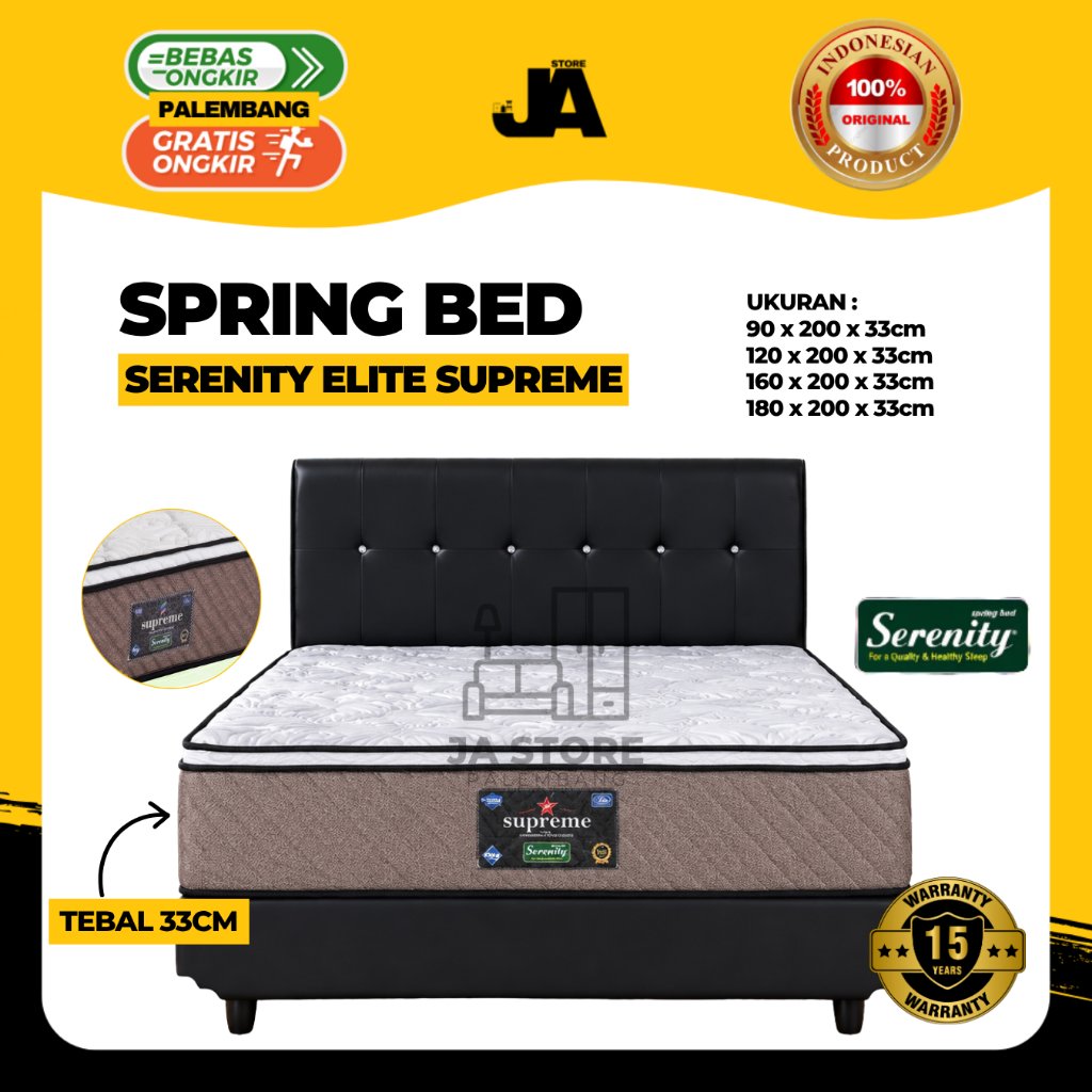 Kasur Spring Bed Elite Serenity Supreme Tebal 33cm Garansi Pegas 15 Tahun / Springbed Palembang Mura