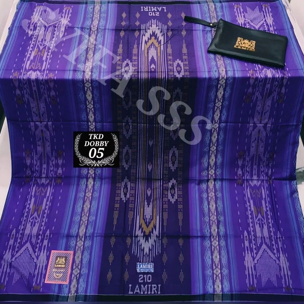 Kain Batik Lamiri 210 TKD Dobby 05 motif ungu dengan tas klincir