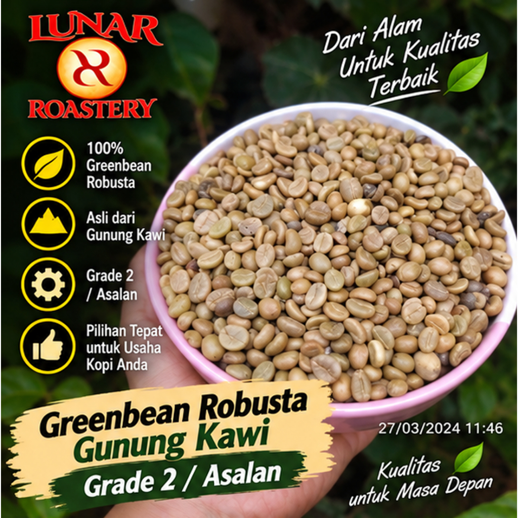 Green Bean Kopi Robusta GRADE 3 / ASALAN Robusta Gunung Kawi Lunar Roastery