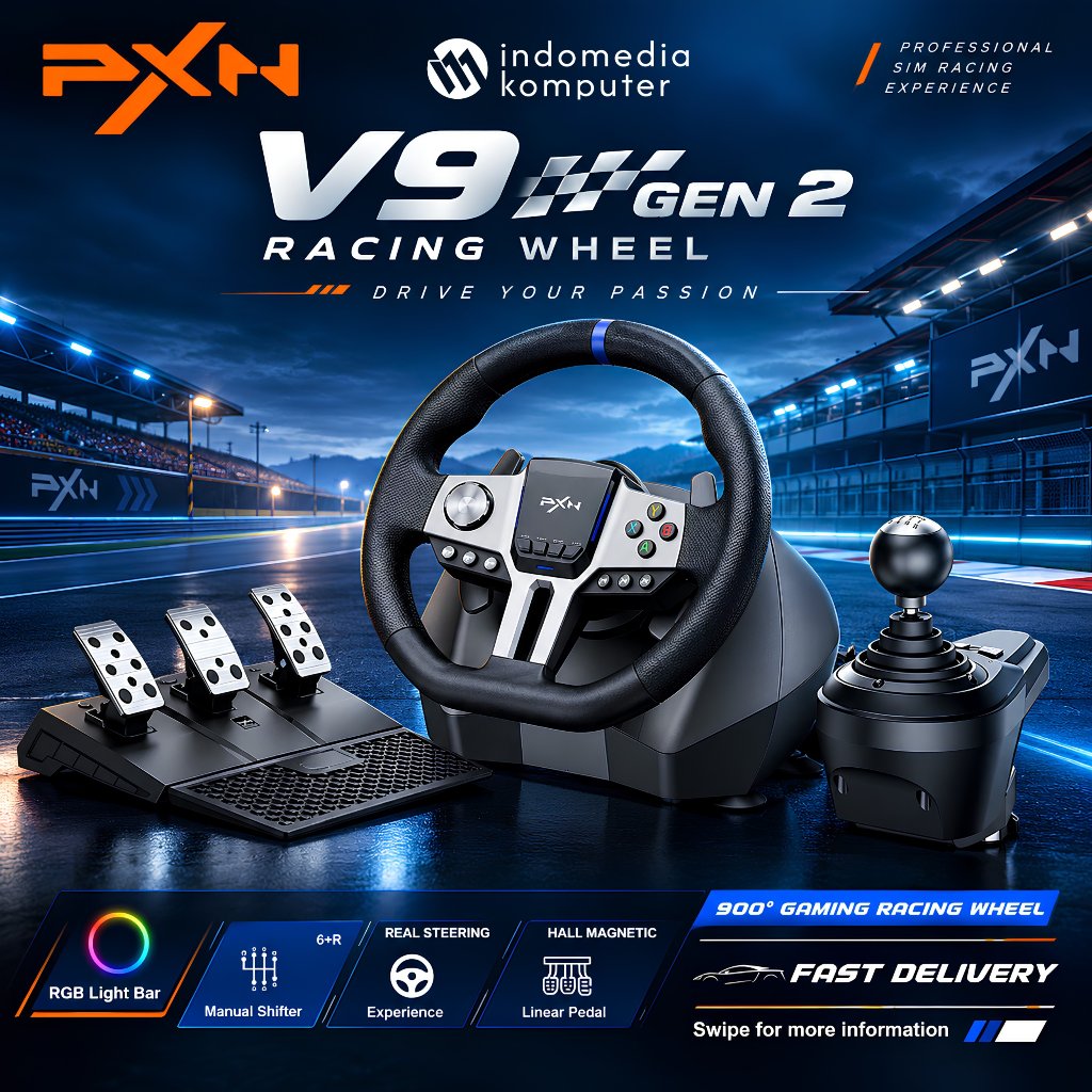 PXN-V9 Steering Wheel With Clutch Shifter Alternatif Logitech G29 Game Stir PXN V9 Racing Wheel V9
