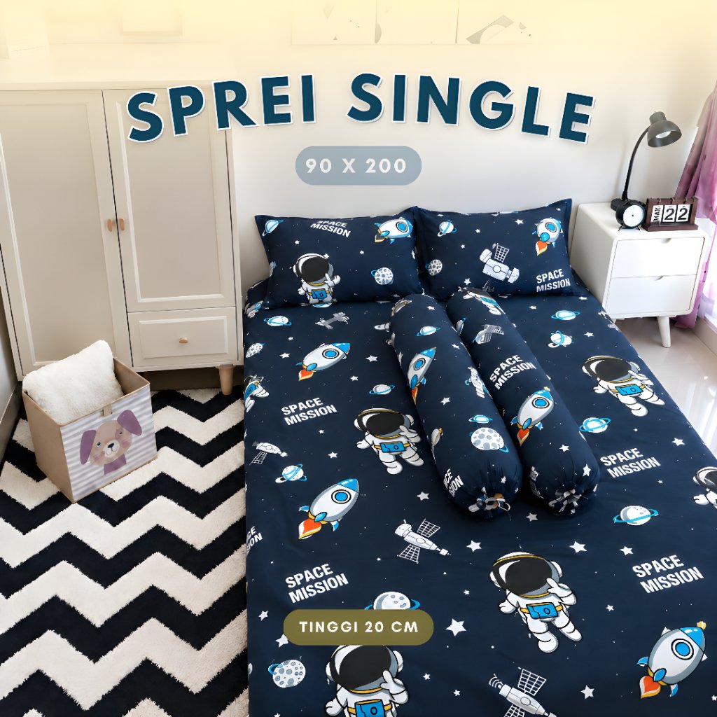 grosir_solo || SPREI SINGLE 90 X 200 HOMEMADE AESTHETIC DISPERSE / SEPREI MOTIF 3 KAKI