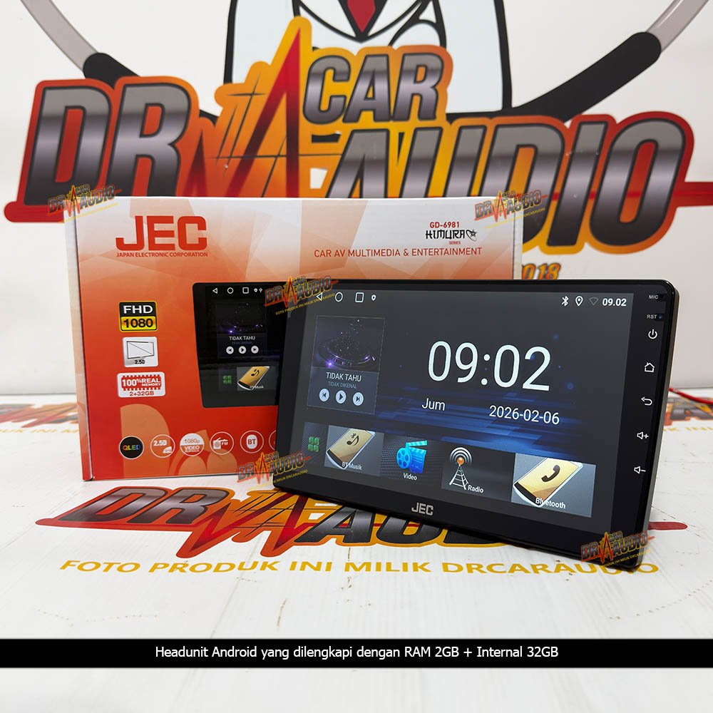 Headunit Android Mobil JEC RAM 2/32 Layar QLED