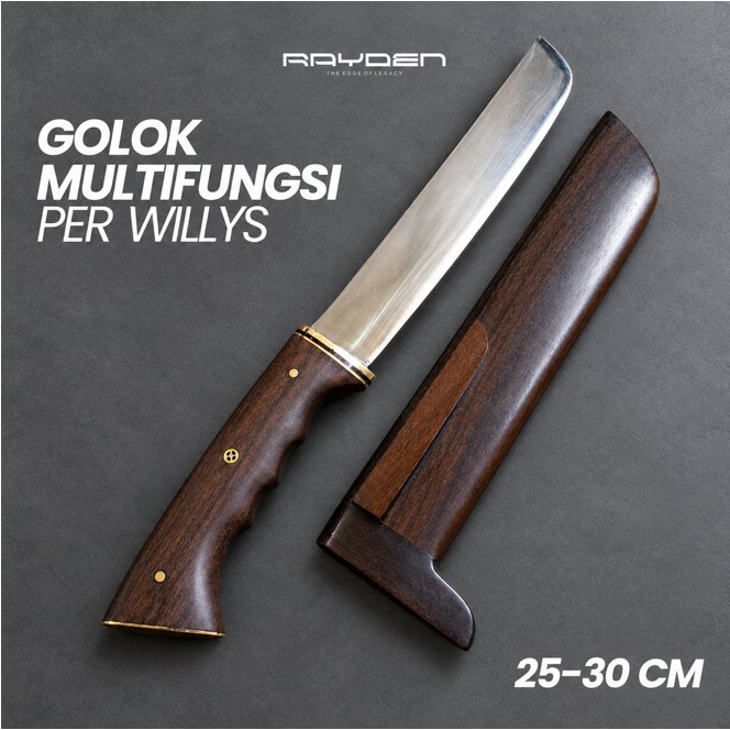 Pisau Berkebun Serbaguna Baja Per Willys G2 dan Kuat PREMIUM aksesoris kuningan full kayu sonokeling