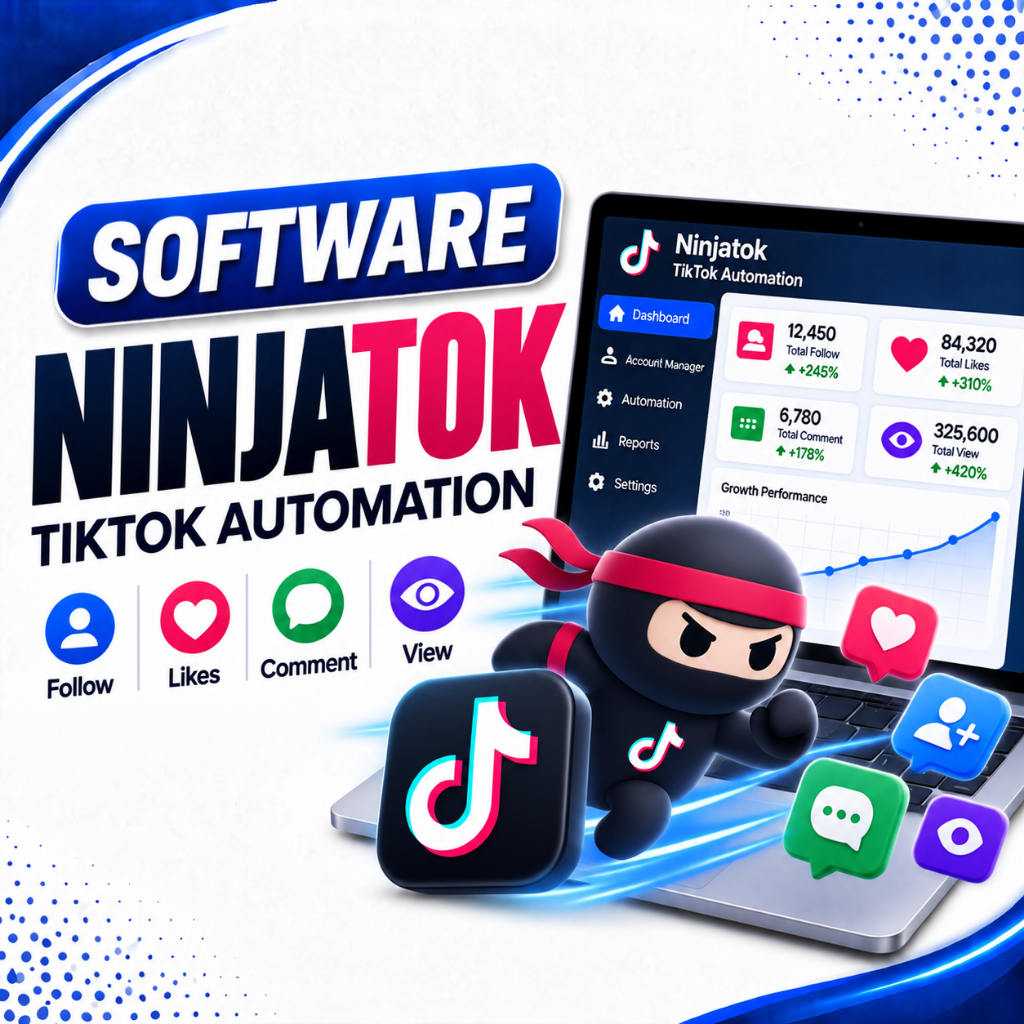 Software Ninjatok TIktok Auto Followers, Likes, Comment ,View Tools Aplikasi Automation TIktok Mengi