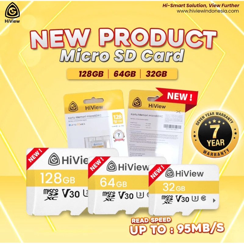 HiView Micro SD Card 32GB 64GB 128GB Class 10 V30 Up to 95MB/s