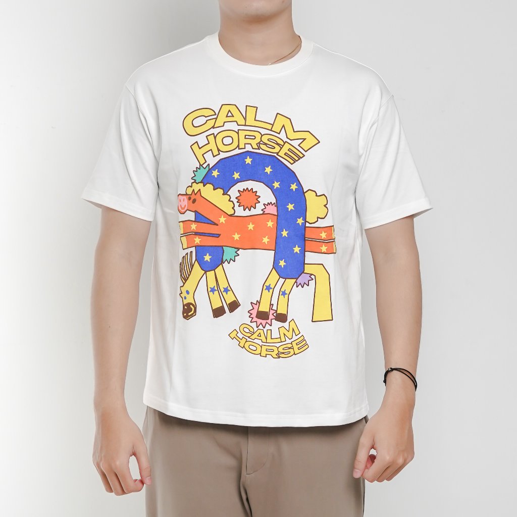 Kaos CALM MIND MONSTER CALM HORSE WHITE TSHIRT 100% ORIGINAL