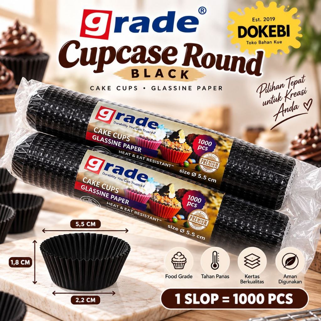 Diva paper Cake Case WARNA HITAM 5,5 cm [1 slop - 1000 pcs]/ Paper cup nastar /cup case nastar