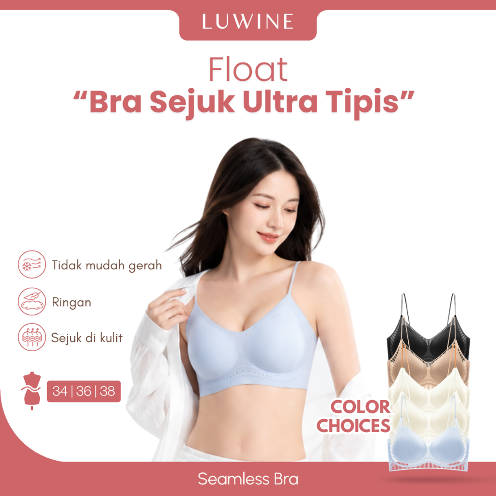 LUWINE Bra BH Wanita Seamless Tanpa Kawat Cup Tipis 3D Tali Tipis 41120