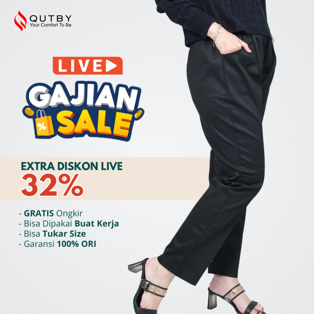 QUTBY - Celana Basic Pants Wanita Bahan Katun Jumbo / Celana Buat Kerja