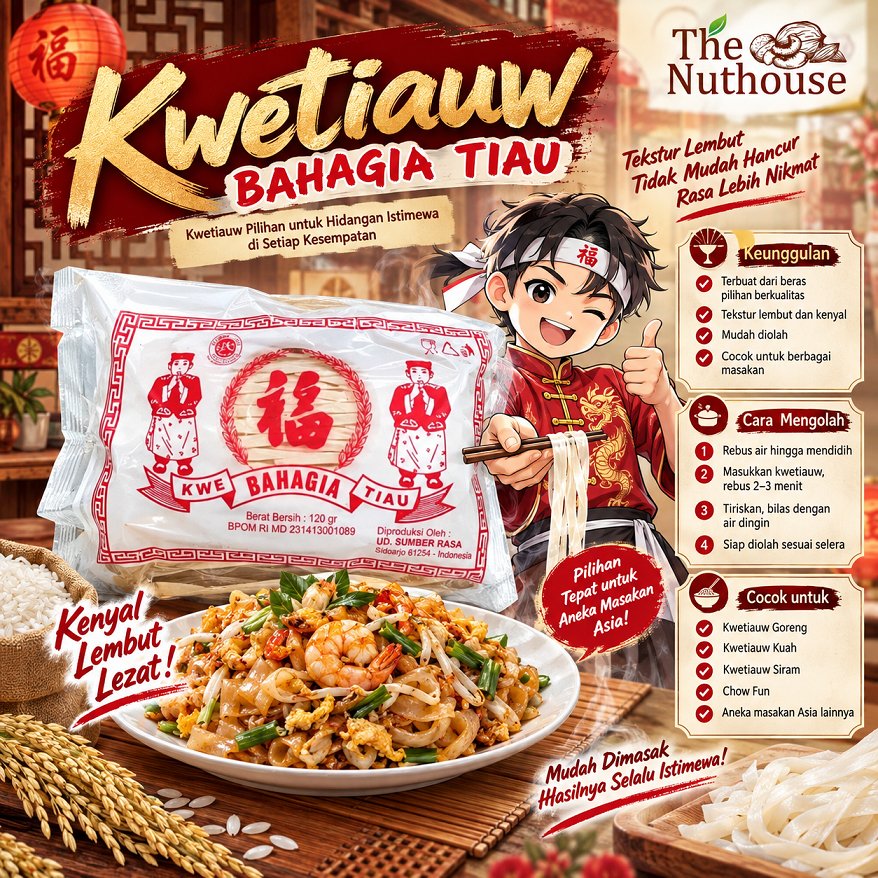 Kwetiau Kering Cap Bahagia 150gr [Halal]
