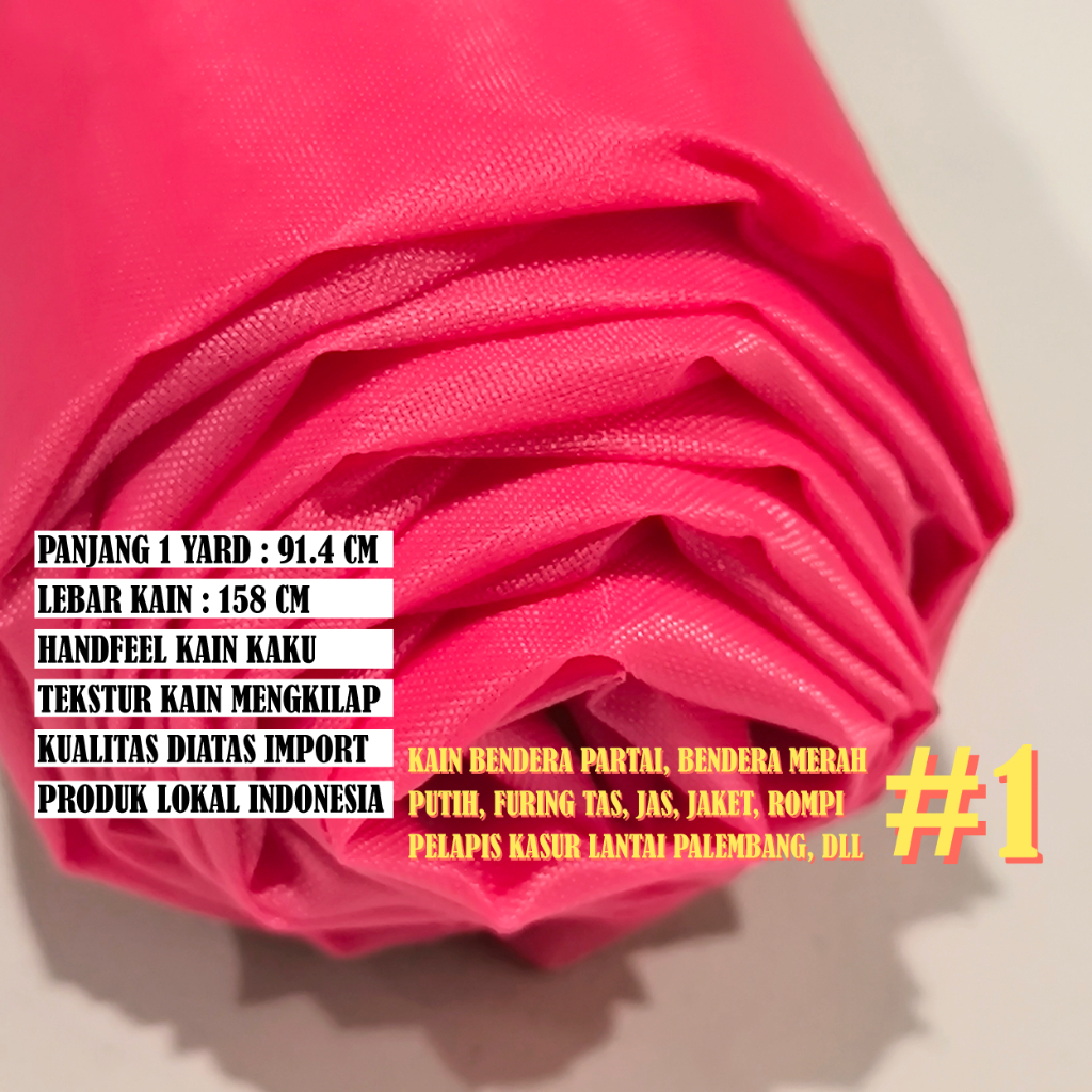 Grosir Kain Satin Tafeta Taffeta SUPERIOR (Pink Fanta) 1 Rol 50 100 Yard Furing Kantong Furing Tas R