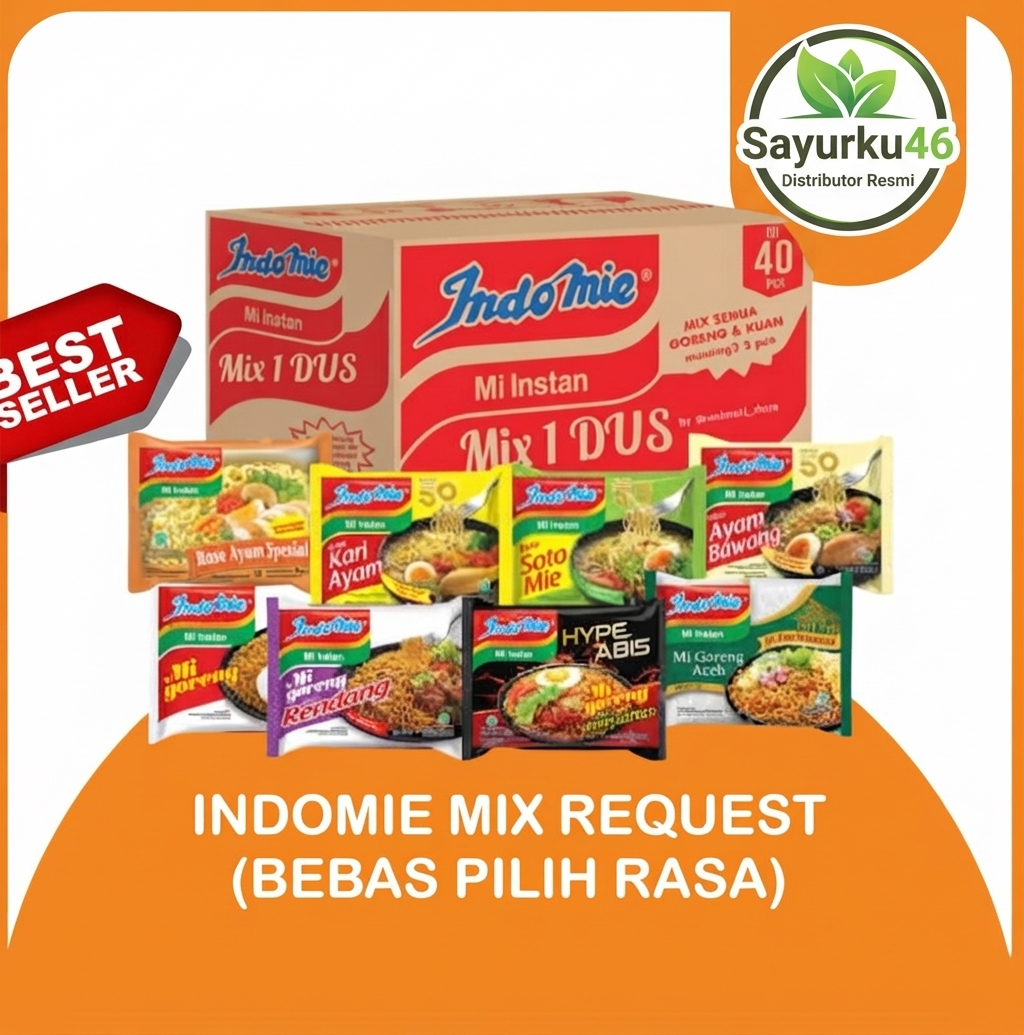 Indomie 1 Dus Isi 40 Bks Mi Goreng,Soto, Ayam Bawang ,Karton Grosir Murah