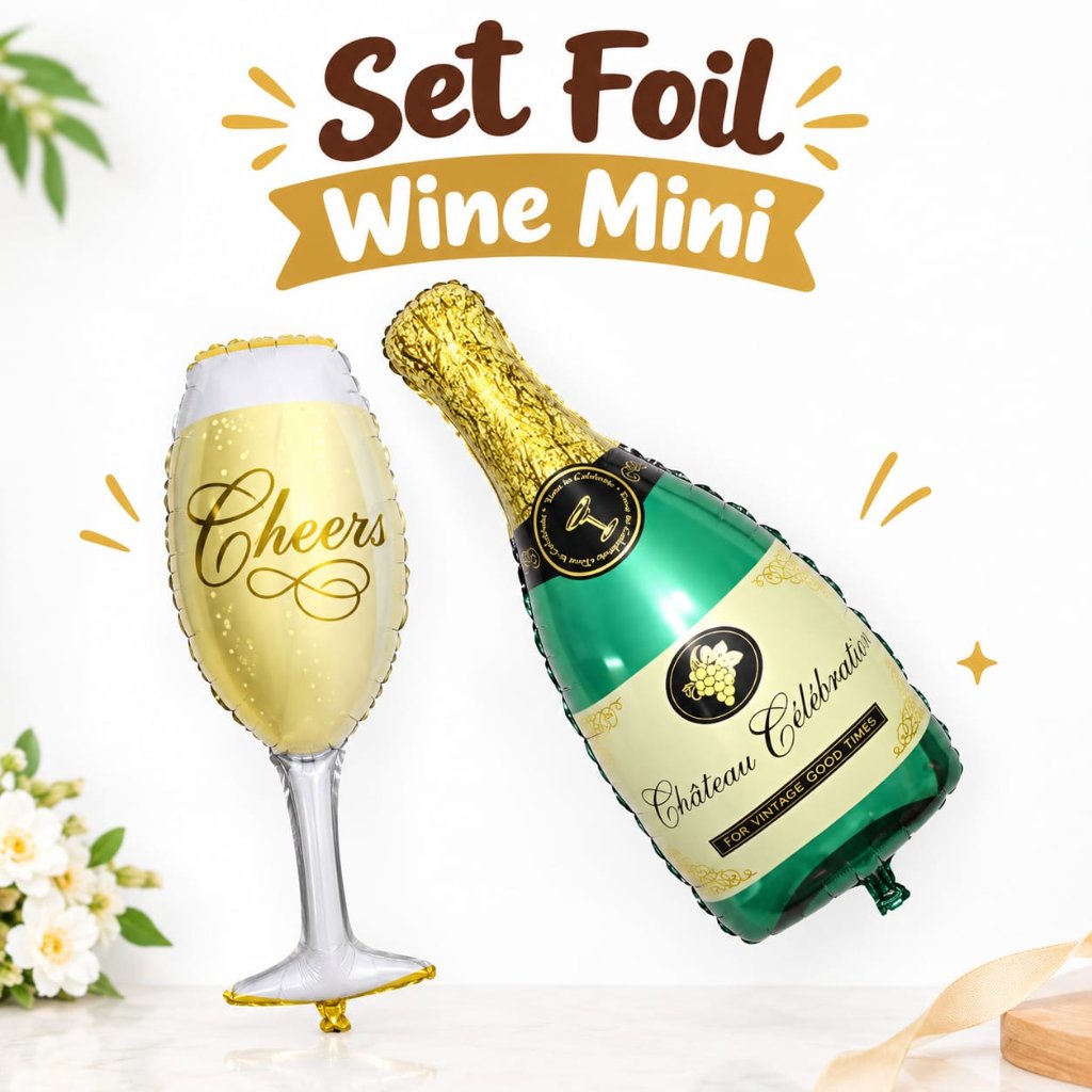 Balon Foil Gelas Wine / Set Gelas Wine Mini 40cm