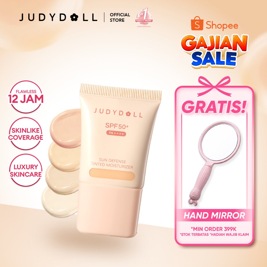 (BARU) Judydoll Tinted Sunscreen Mini 6 in 1 SPF 50+ PA++++  - Serum Moisturizer Foundation Tone Up Concealer Bisa Menutup Dark Spot Olahraga Padel Lari Yoga Medium High Coverage Natural Skinlike Waterproof Sweatproof Tahan Lama Douyin Makeup
