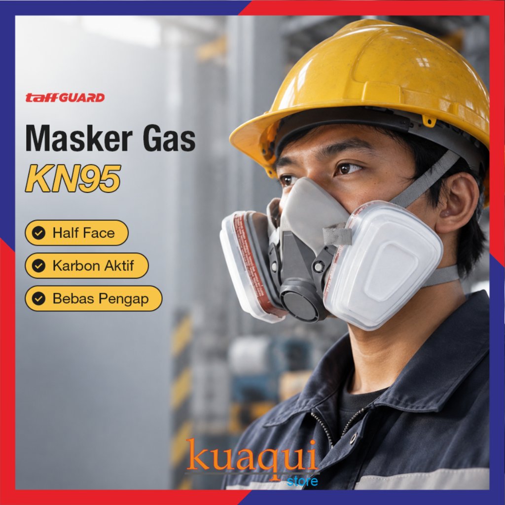 Masker Gas Half Mask Respirator KN95 Taffware 6200 Masker Filter Pabrik Kebun Las Cat Gas