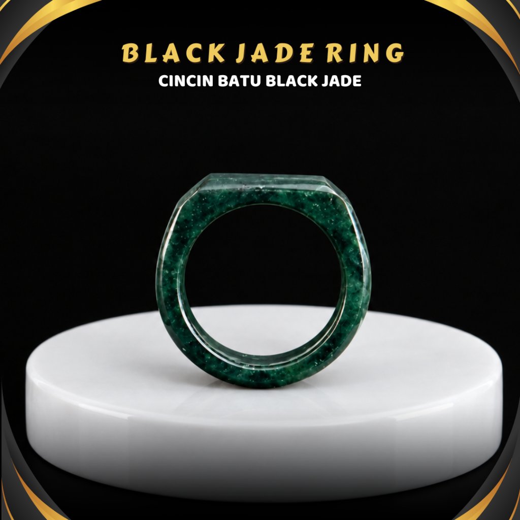 Cincin Batu Akik Black Jade Asli Alam Sulawesi Giok Hitam Original 100% Keren Pria Wanita Cowok Cewe