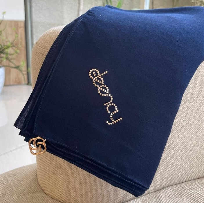 Original LIza Deenay Hijab Polos Segi Empat  Aneka Warna Biru navy, Biru Denim, milky blue _ Blue ar