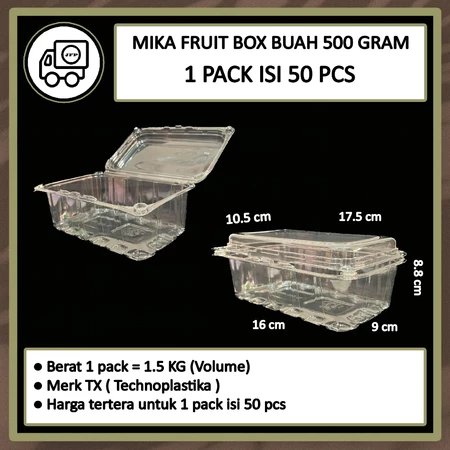 MIKA BUAH 500ML | MIKA STRAWBERRY 500GRAM | BOX MIKA FRUIT | MIKA BUAH & SAYUR MERK TECHNO - 1 PACK 