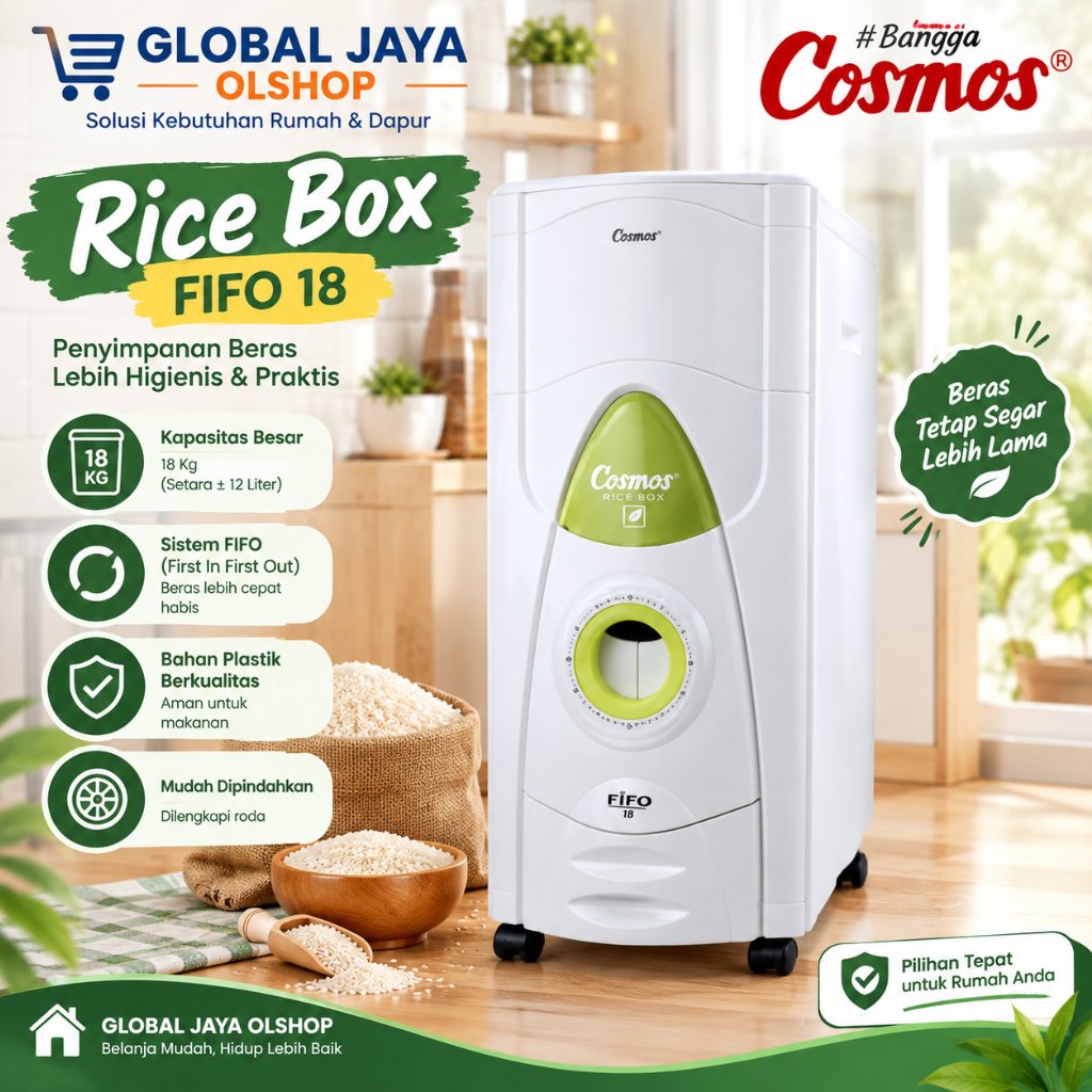 COSMOS DISPENSER BERAS 18KG FIFO 18 - TEMPAT BERAS - BOX BERAS COSMOS (CARGO)