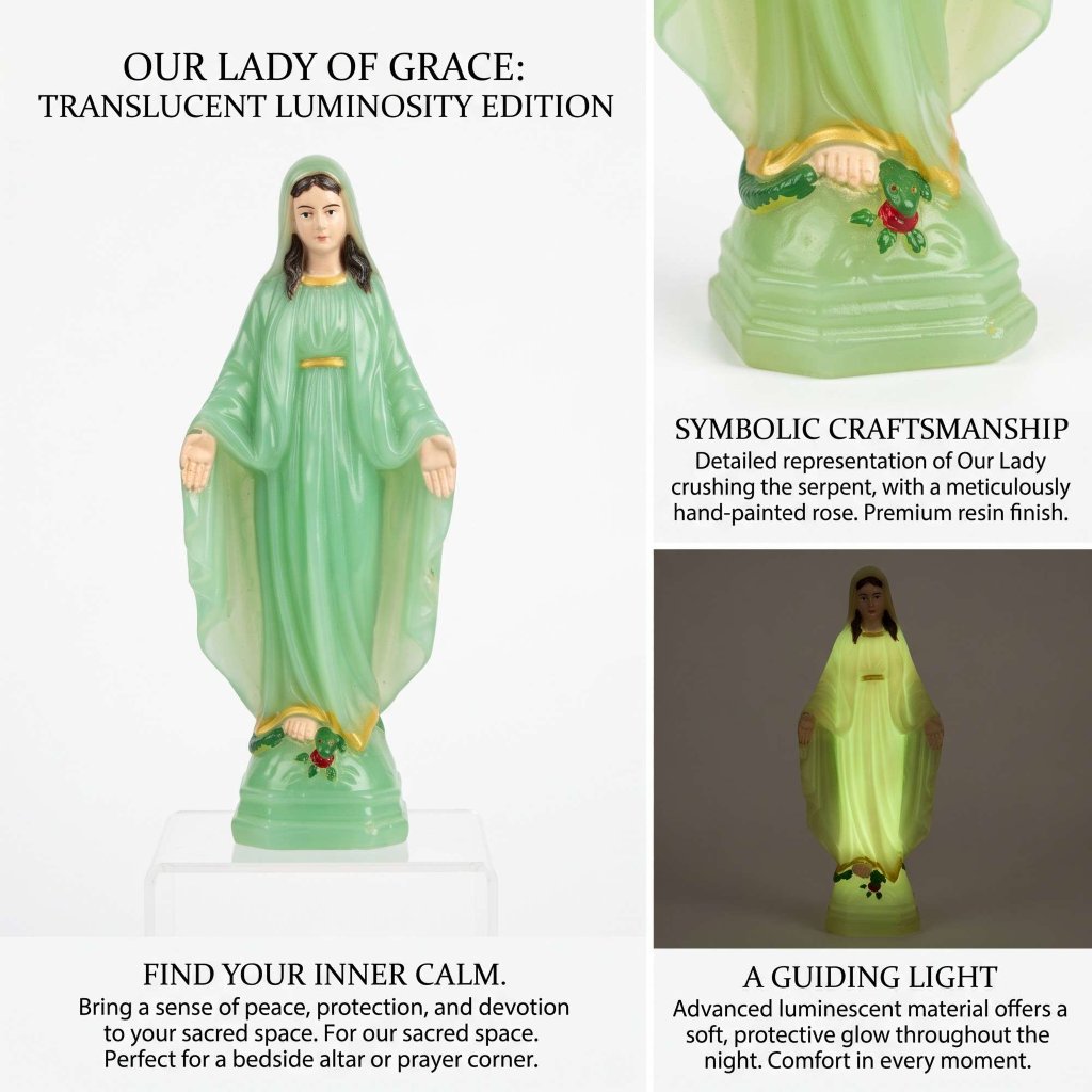 Patung Bunda Maria Glow In The Dark Resin Premium Menyala Dalam Gelap Pajangan Rohani Katolik