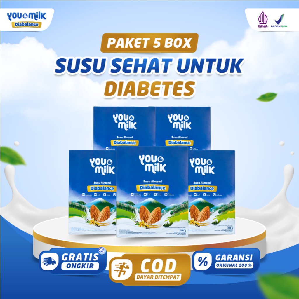 YOU & MILK DIABALANCE Paket 5 Box Susu Herbal Almond Bantu Turunkan Gula Darah Cegah Diabetes Menjag