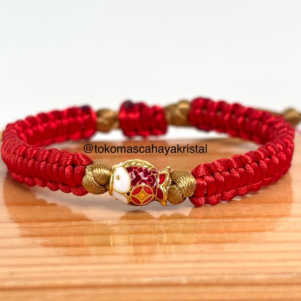 Gelang Tali Emas Charm Ikan Merah Koin 24k - Gold Bracelet